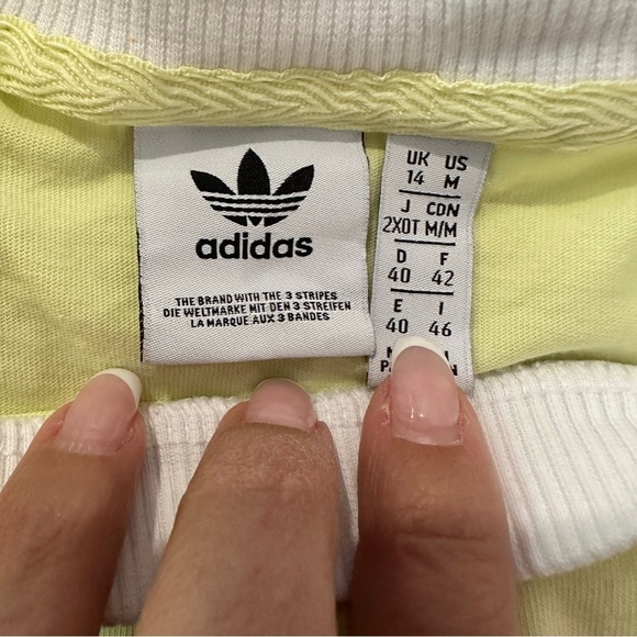 Adidas Originals 3-Stripes Trefoil Ringer Tee Yellow White T-Shirt Size Medium - Picture 10 of 13